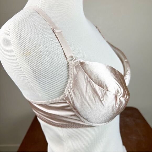 Victorias Secret Satin Second Skin Bra Vintage 90s Taupe 34C Push Up - Picture 2 of 8